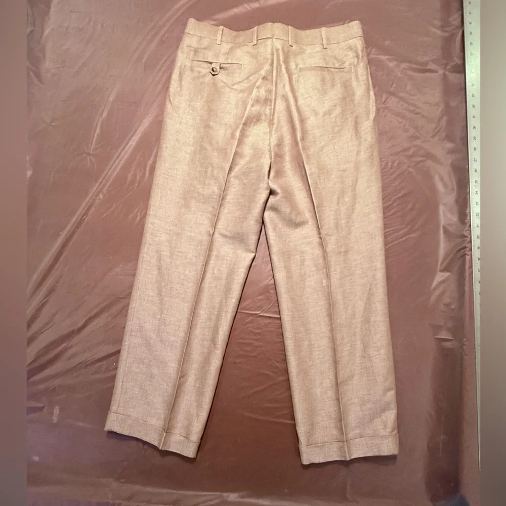 Bobby Jones Brown/Khaki micro stripe Linen/Cotton Golf Chino Pants Size 36